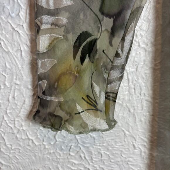 Simply Silk Watercolor Floral Sheer Long Sleeve Open Front Cardigan - Picture 2 of 4